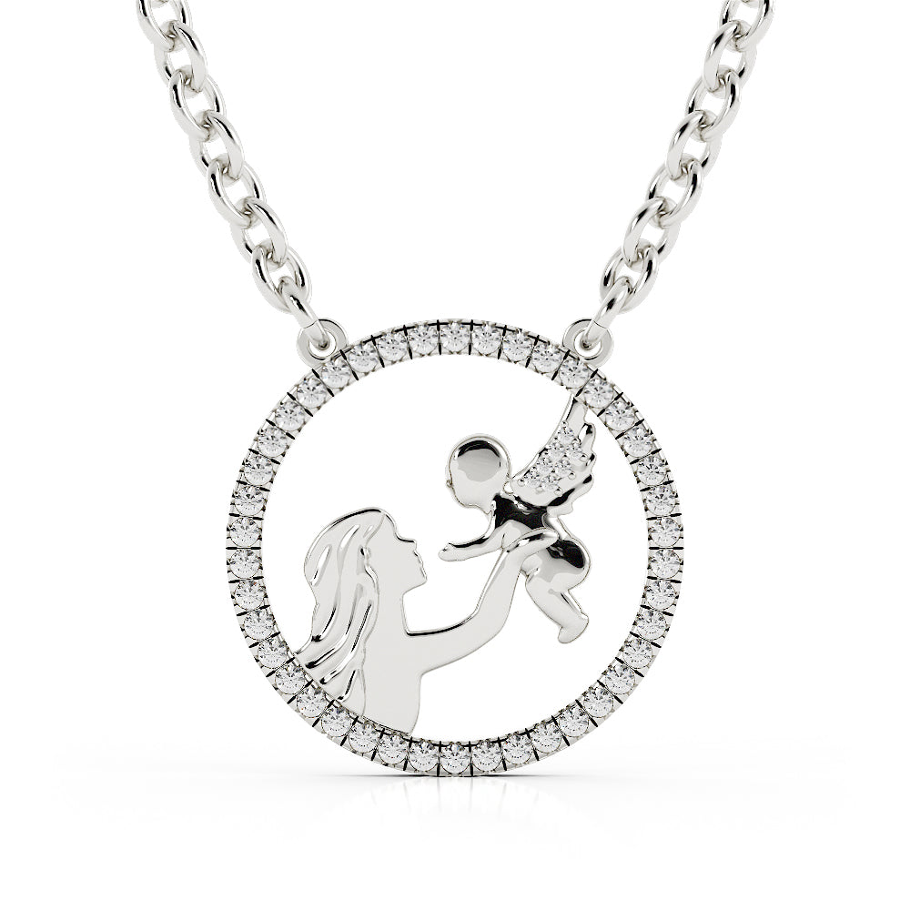 Mother and Angel Baby Necklace